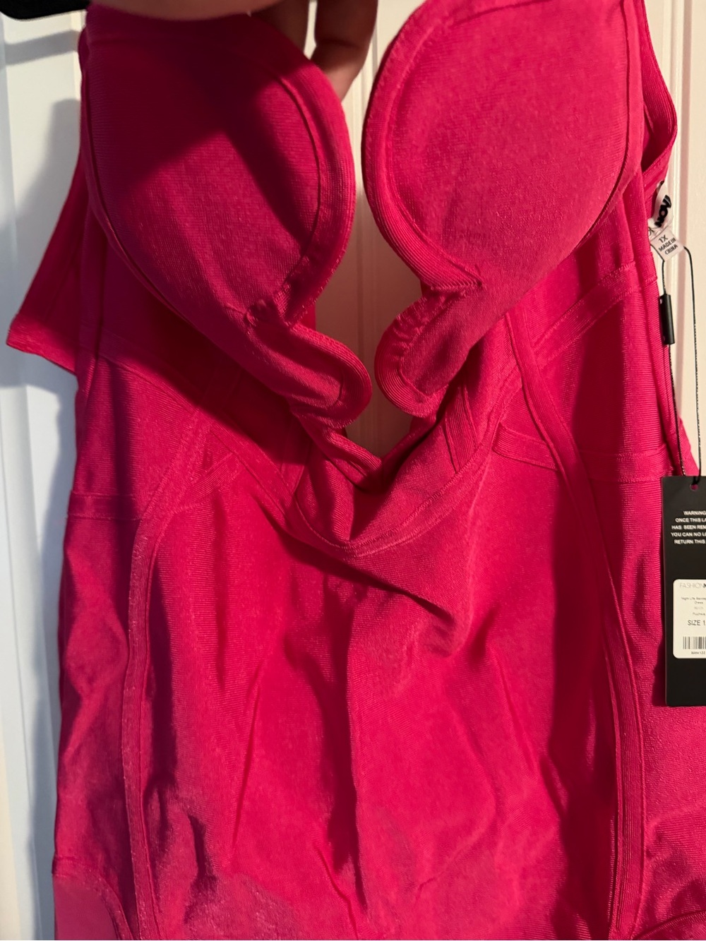 Women's Fitted Hot Pink Strapless Dress